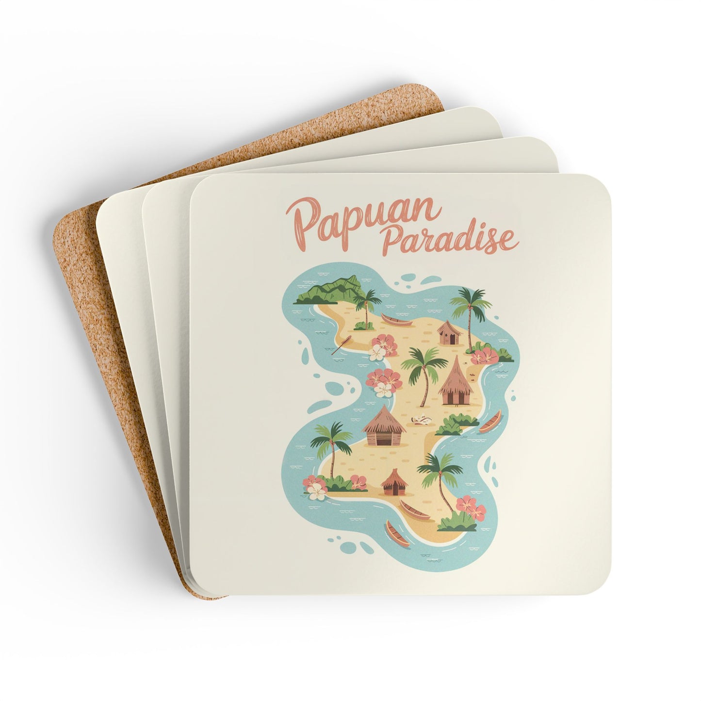 Papuan Paradise – 4-Pack Drink Coasters | Durable MDF with Aircraft Graphic