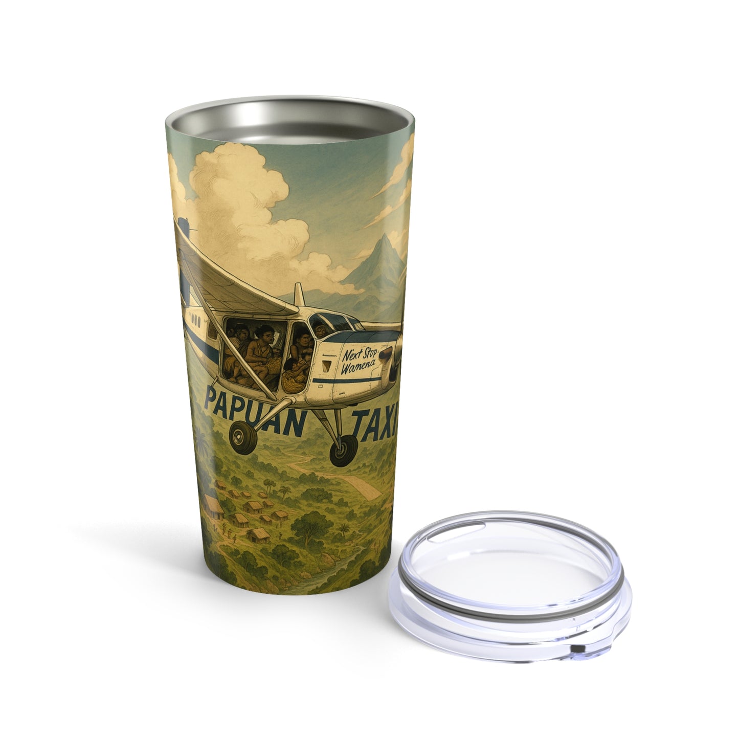 Papuan TaxiTumbler 20oz | Adventure Travel Mug, Pilot Gift, Unique Coffee Cup, Outdoor Explorer, Aviation Lover's Tumbler