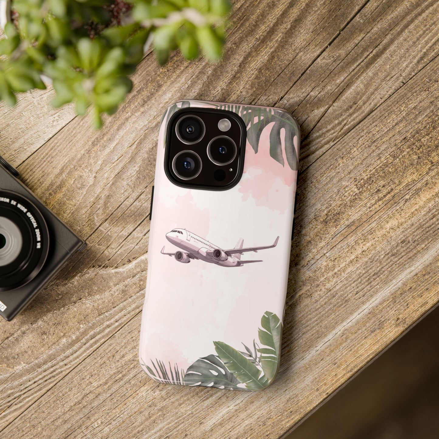 Airplane Palm Trees Coastal Design - Phone Case