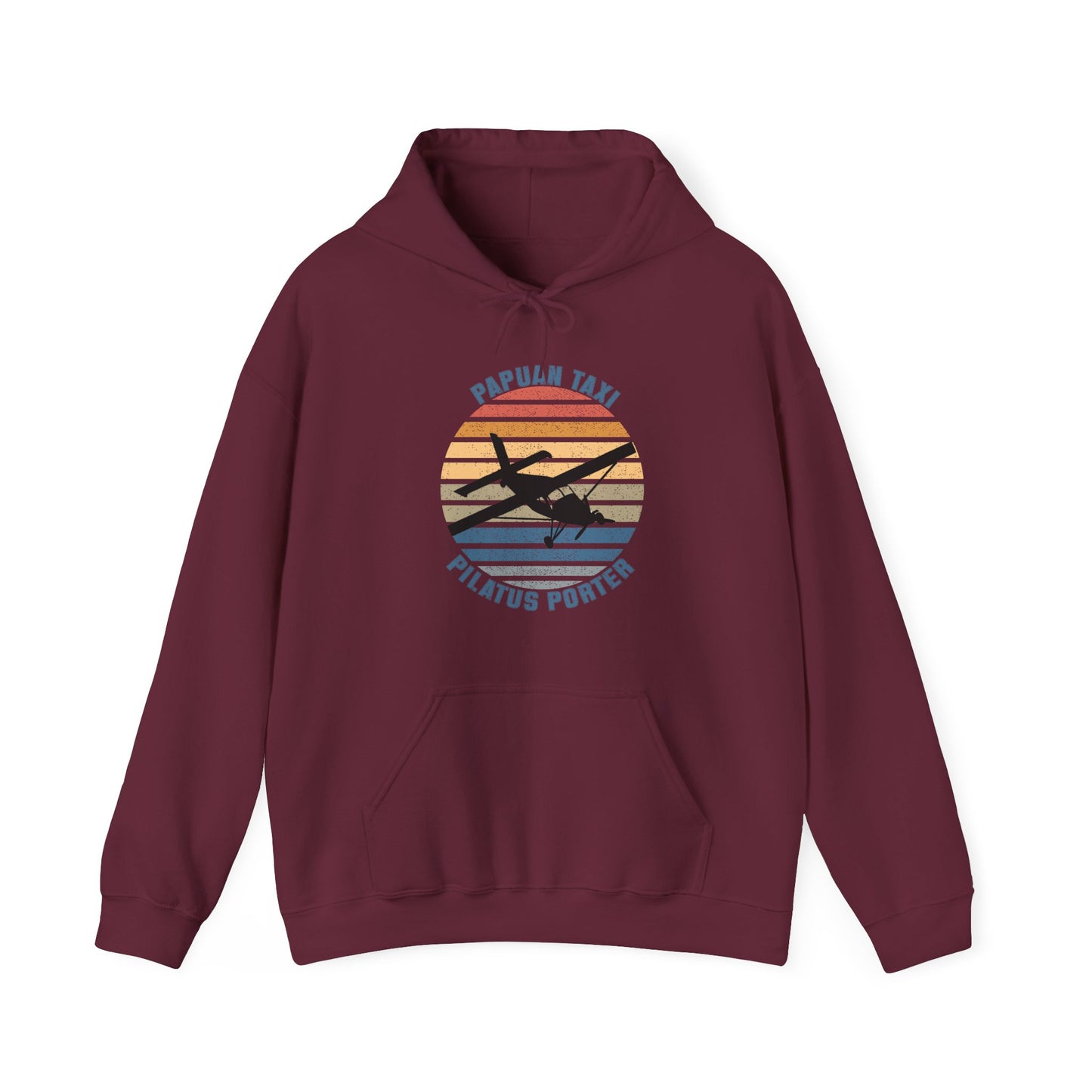 "Golden Sky" Papuan Taxi I Unisex Heavy Blend™ Hooded Sweatshirt I Retro Sun Design I Multiple Colors & Sizes Available