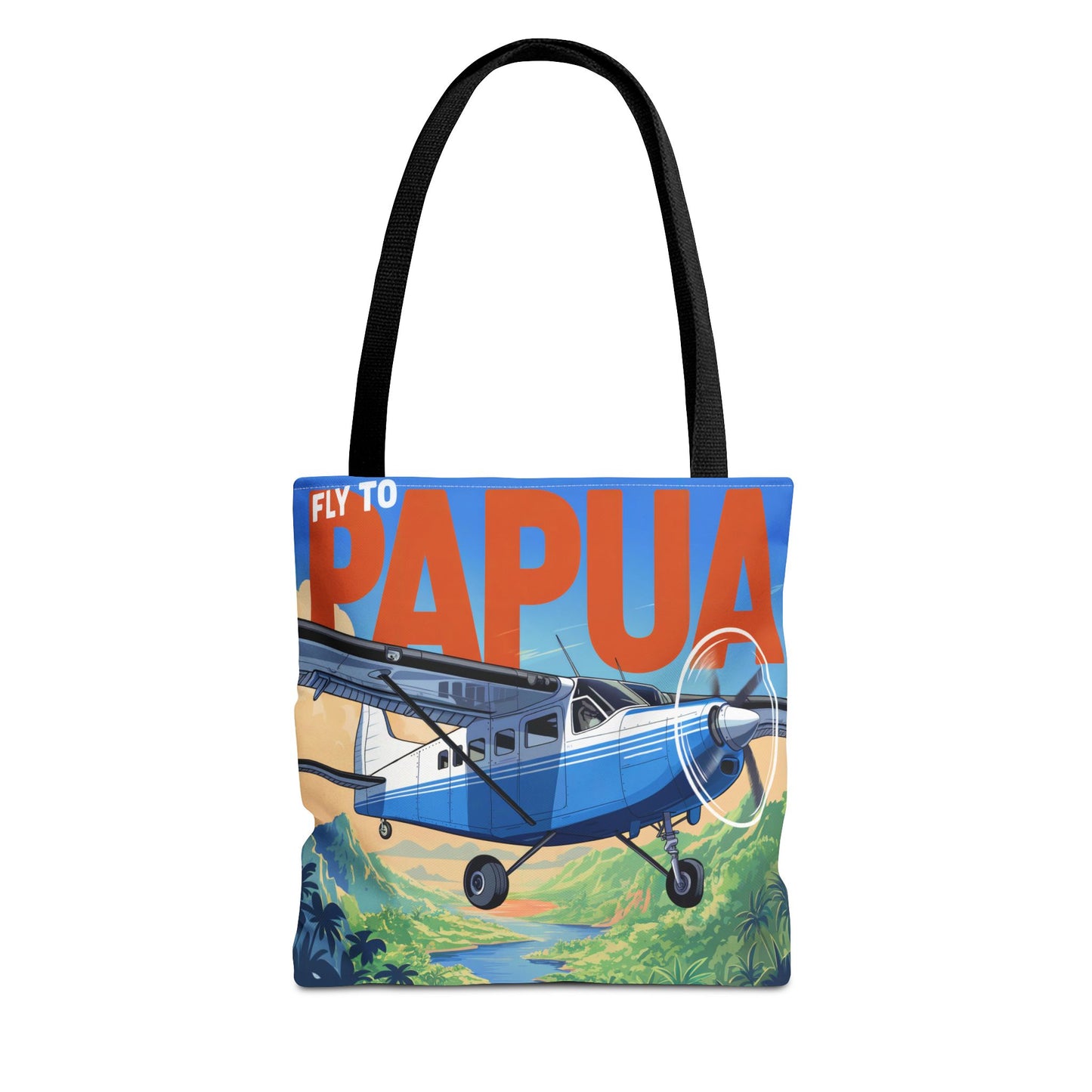 Fly to Papua Tote Bag – Adventure in the Tropics, Available in Multiple Sizes & Colors
