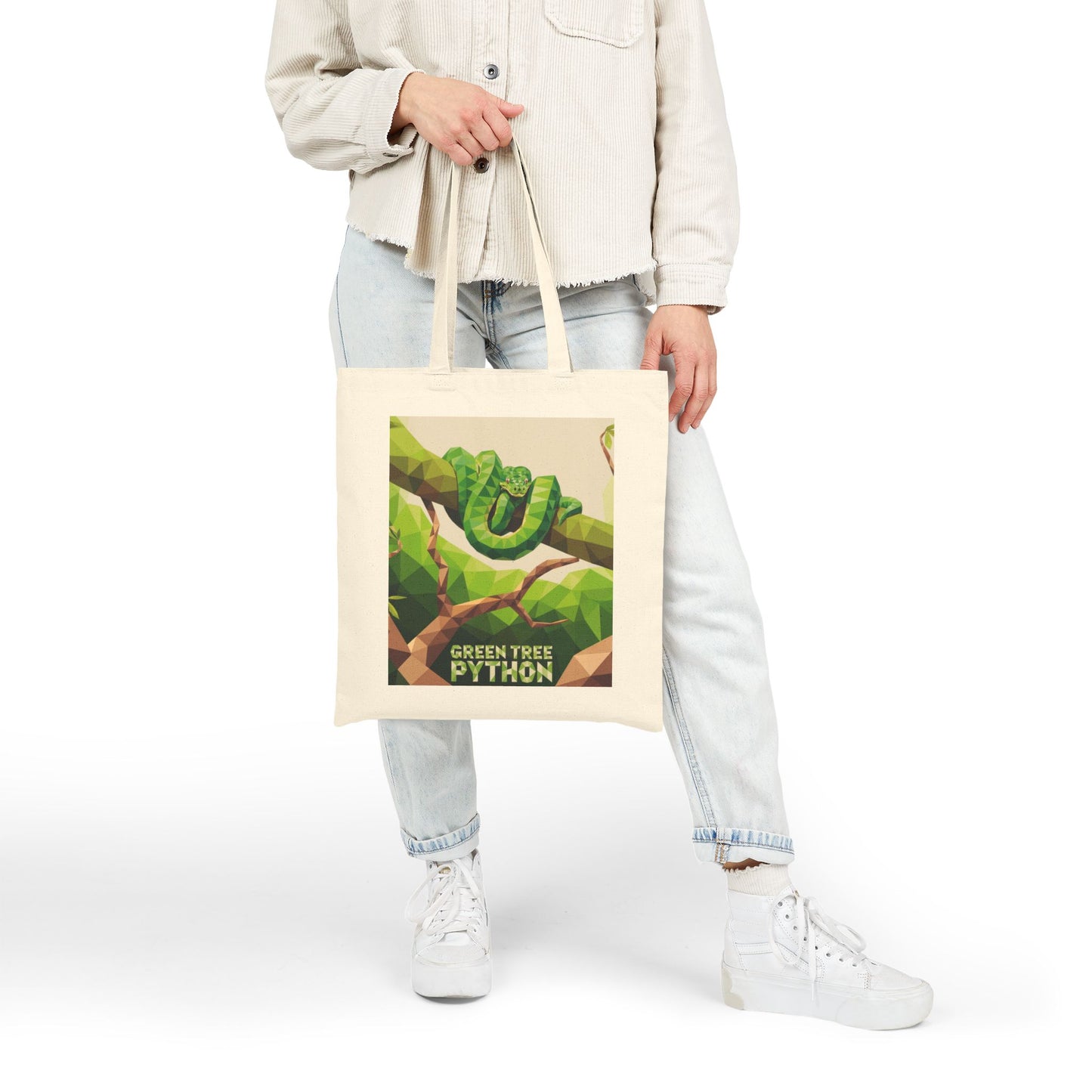 Green Tree Python Canvas Tote – Vibrant Wildlife Art