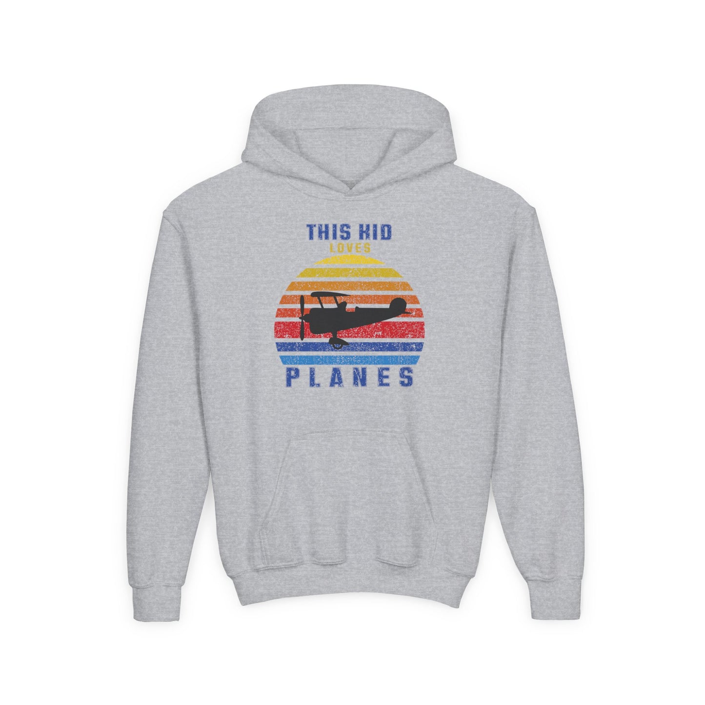 Youth Hooded Sweatshirt - This Kid Loves Planes - Vintage Airplane Design