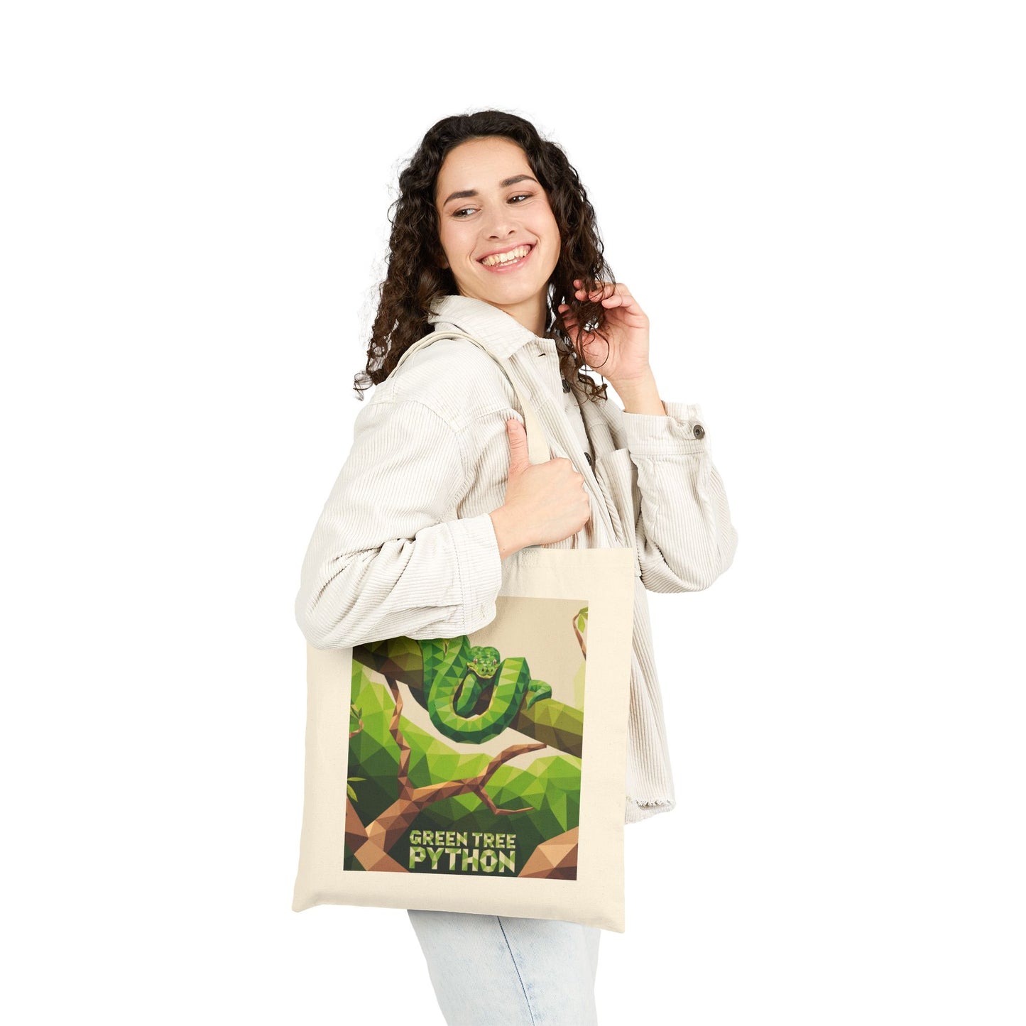 Green Tree Python Canvas Tote – Vibrant Wildlife Art