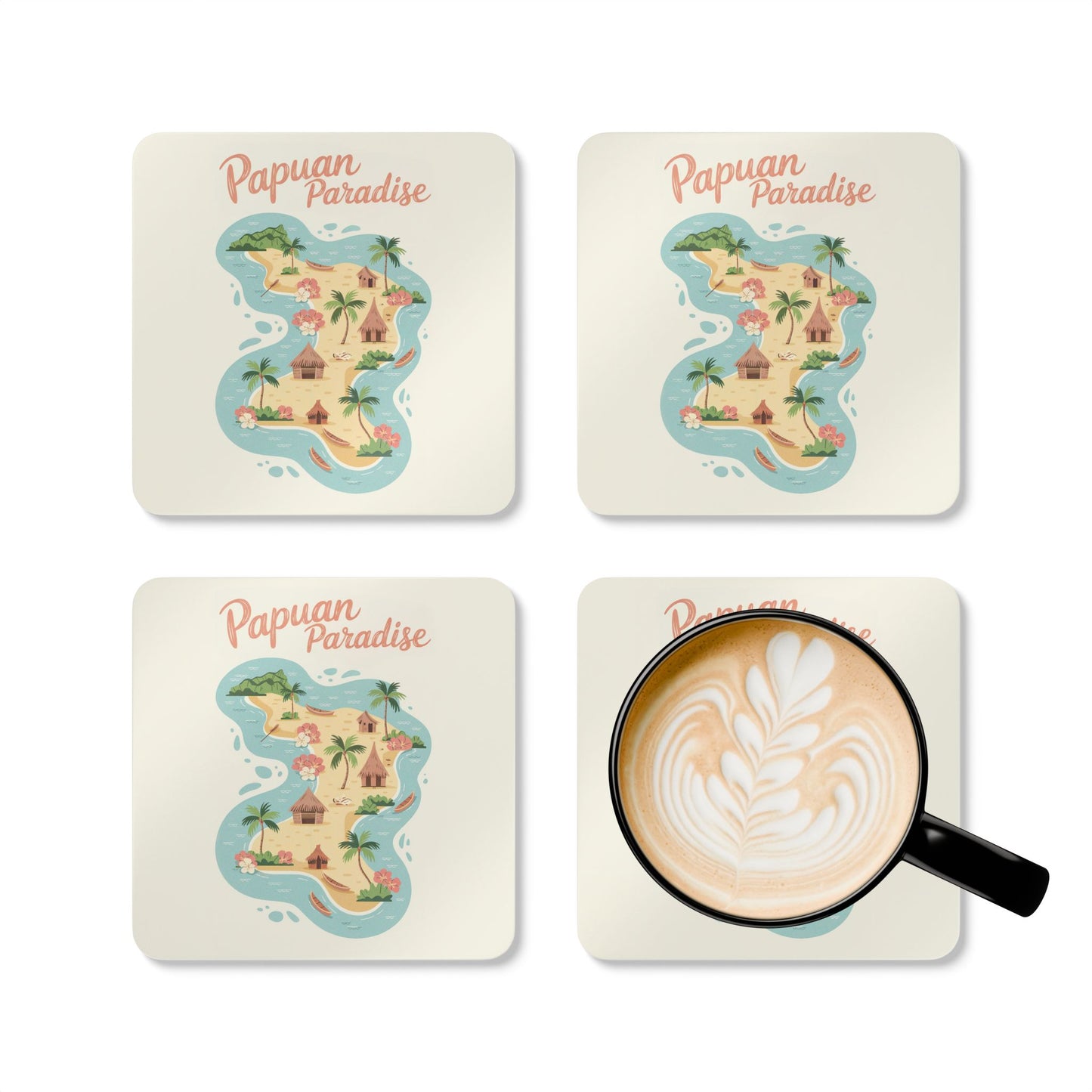 Papuan Paradise – 4-Pack Drink Coasters | Durable MDF with Aircraft Graphic