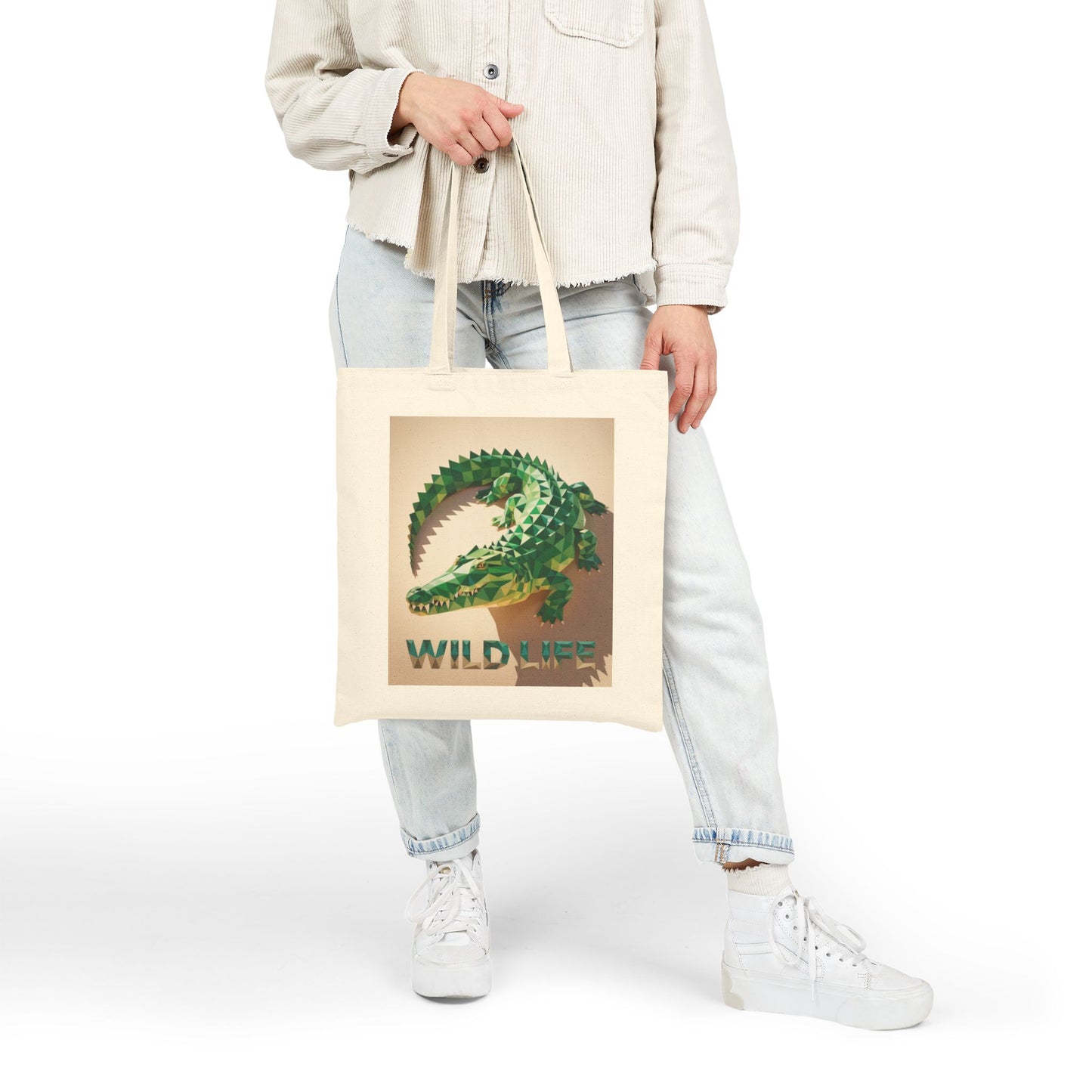 Wild Life Tote – Geometric Crocodile Artwork