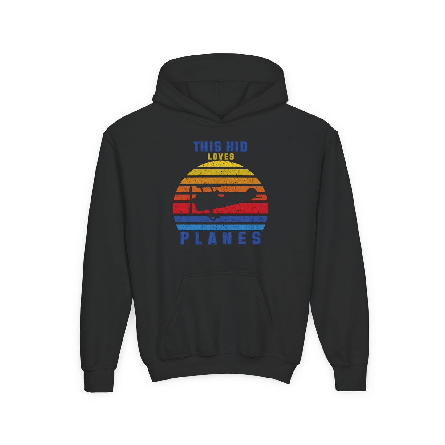 Youth Hooded Sweatshirt - This Kid Loves Planes - Vintage Airplane Design