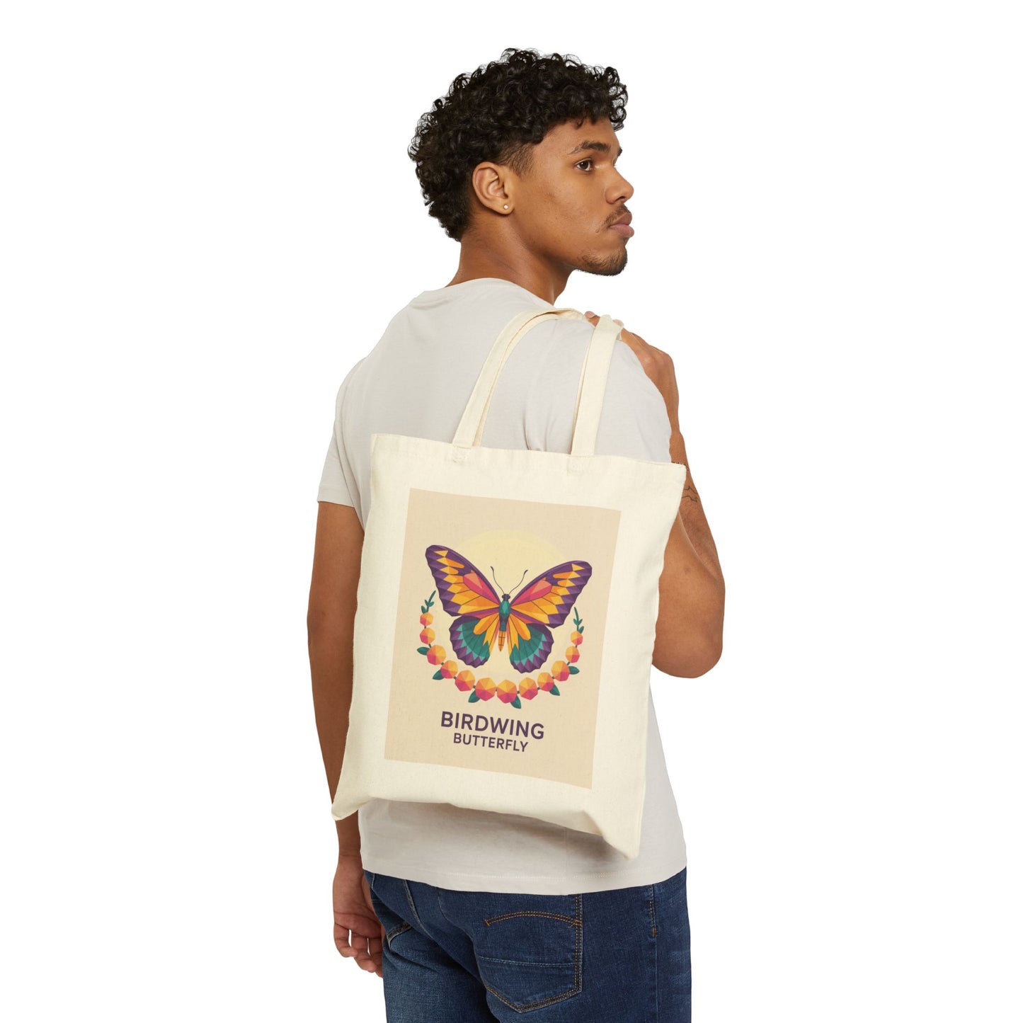 Birdwing Butterfly Canvas Tote – Tropical Elegance in Bold Colors