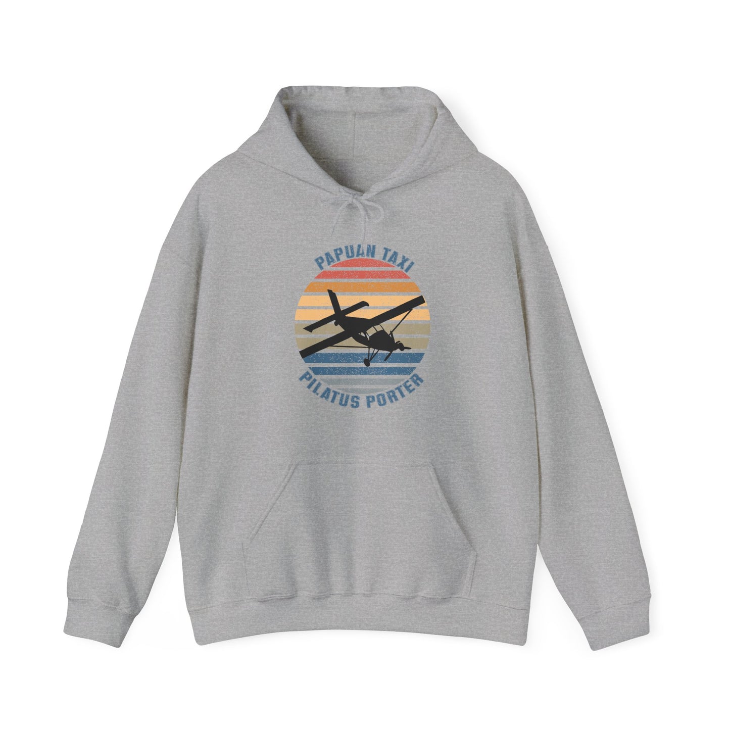 "Golden Sky" Papuan Taxi I Unisex Heavy Blend™ Hooded Sweatshirt I Retro Sun Design I Multiple Colors & Sizes Available