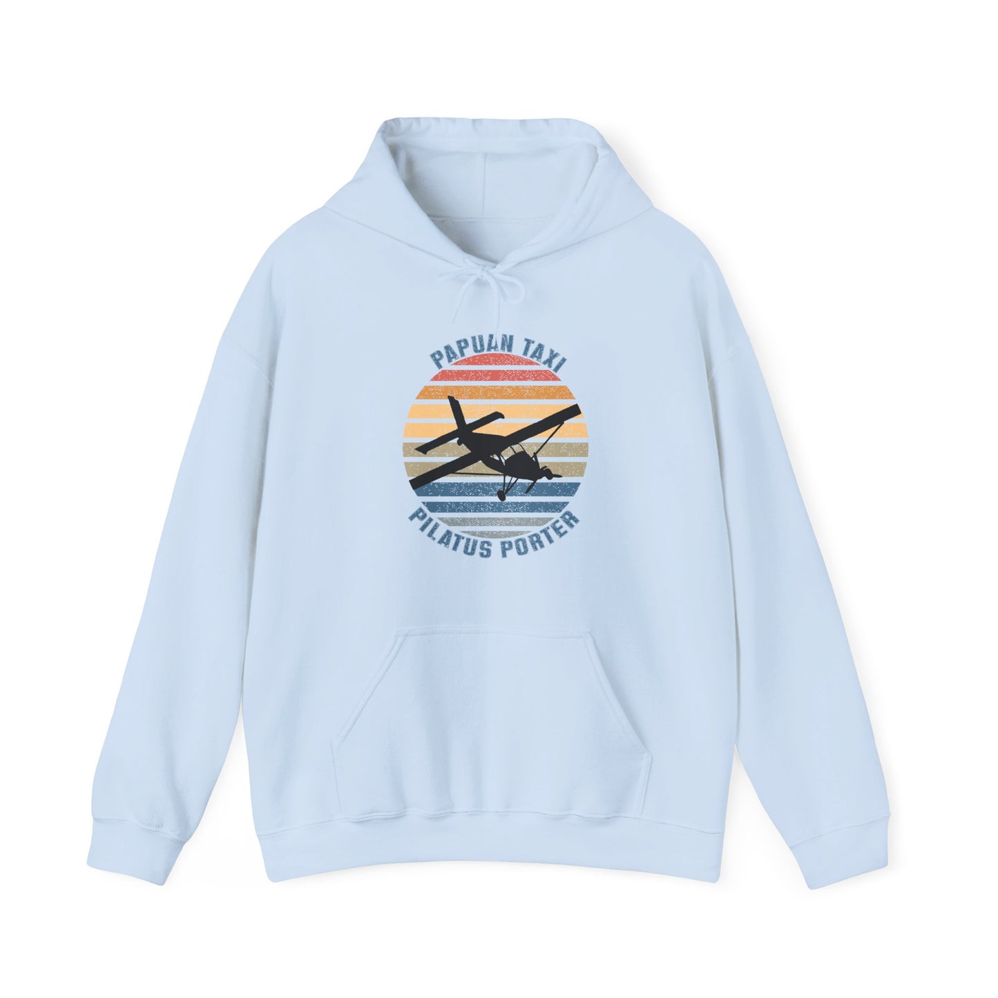"Golden Sky" Papuan Taxi I Unisex Heavy Blend™ Hooded Sweatshirt I Retro Sun Design I Multiple Colors & Sizes Available