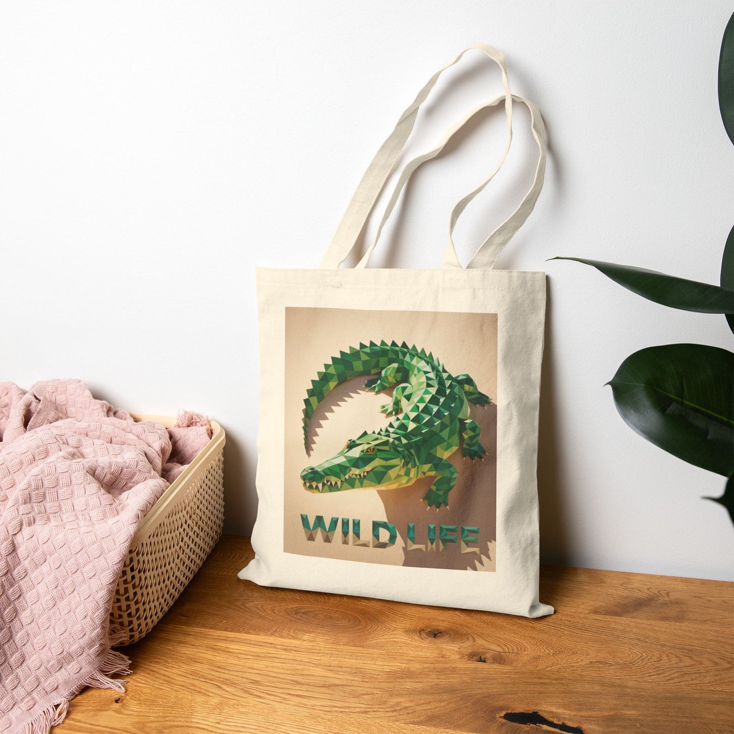 Wild Life Tote – Geometric Crocodile Artwork