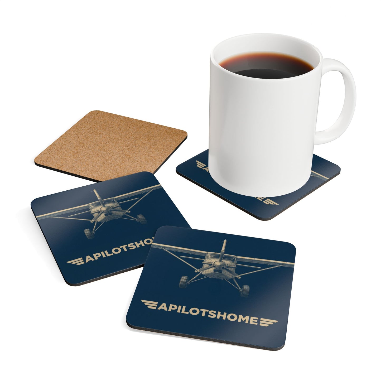 A Pilot’s Home – 4-Pack Drink Coasters | Durable MDF with Aircraft Graphic