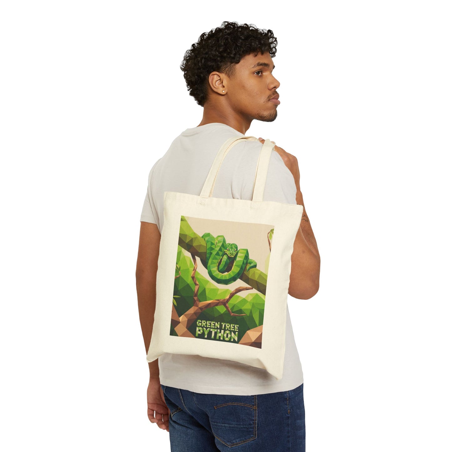 Green Tree Python Canvas Tote – Vibrant Wildlife Art