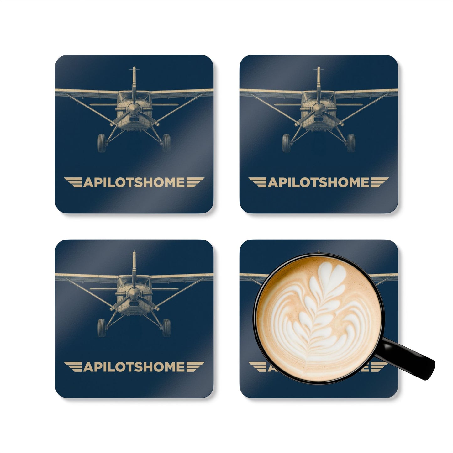 A Pilot’s Home – 4-Pack Drink Coasters | Durable MDF with Aircraft Graphic