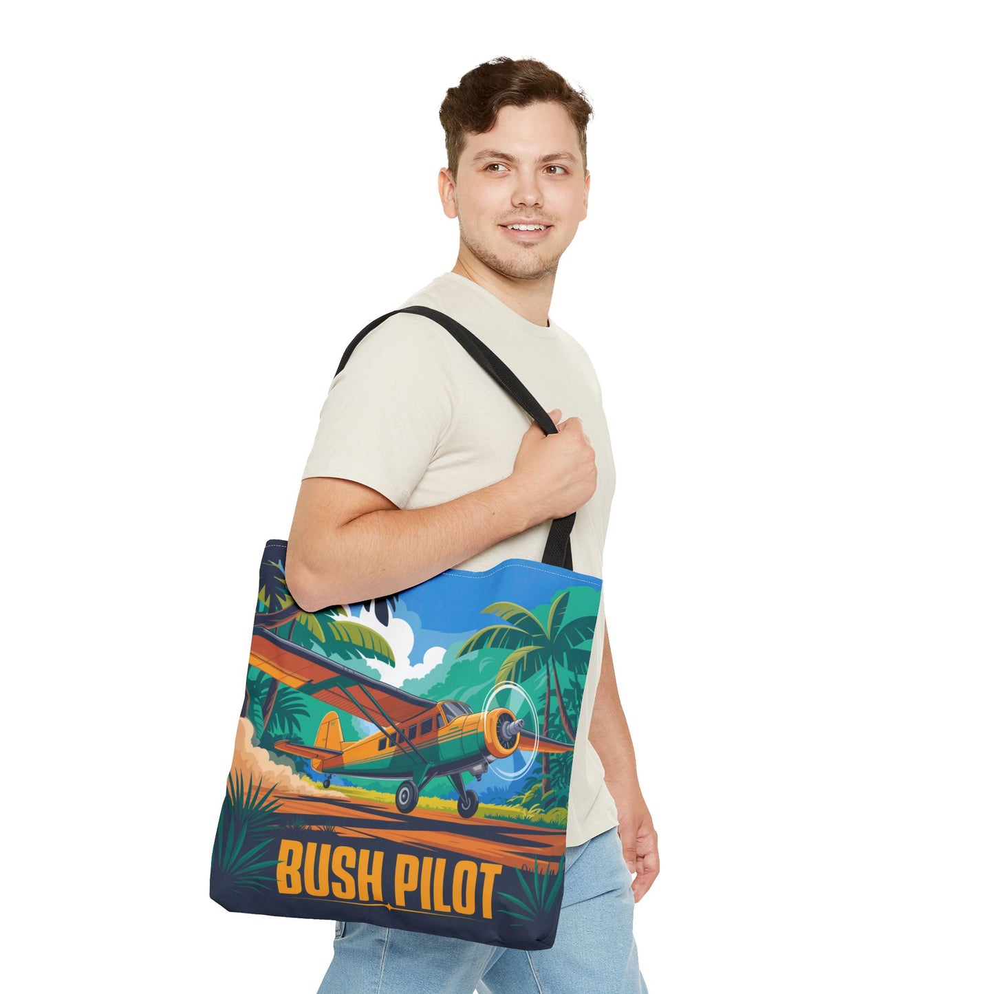Bush Pilot Tote Bag – Jungle Skies & Remote Adventures – Available in multiple sizes and colors