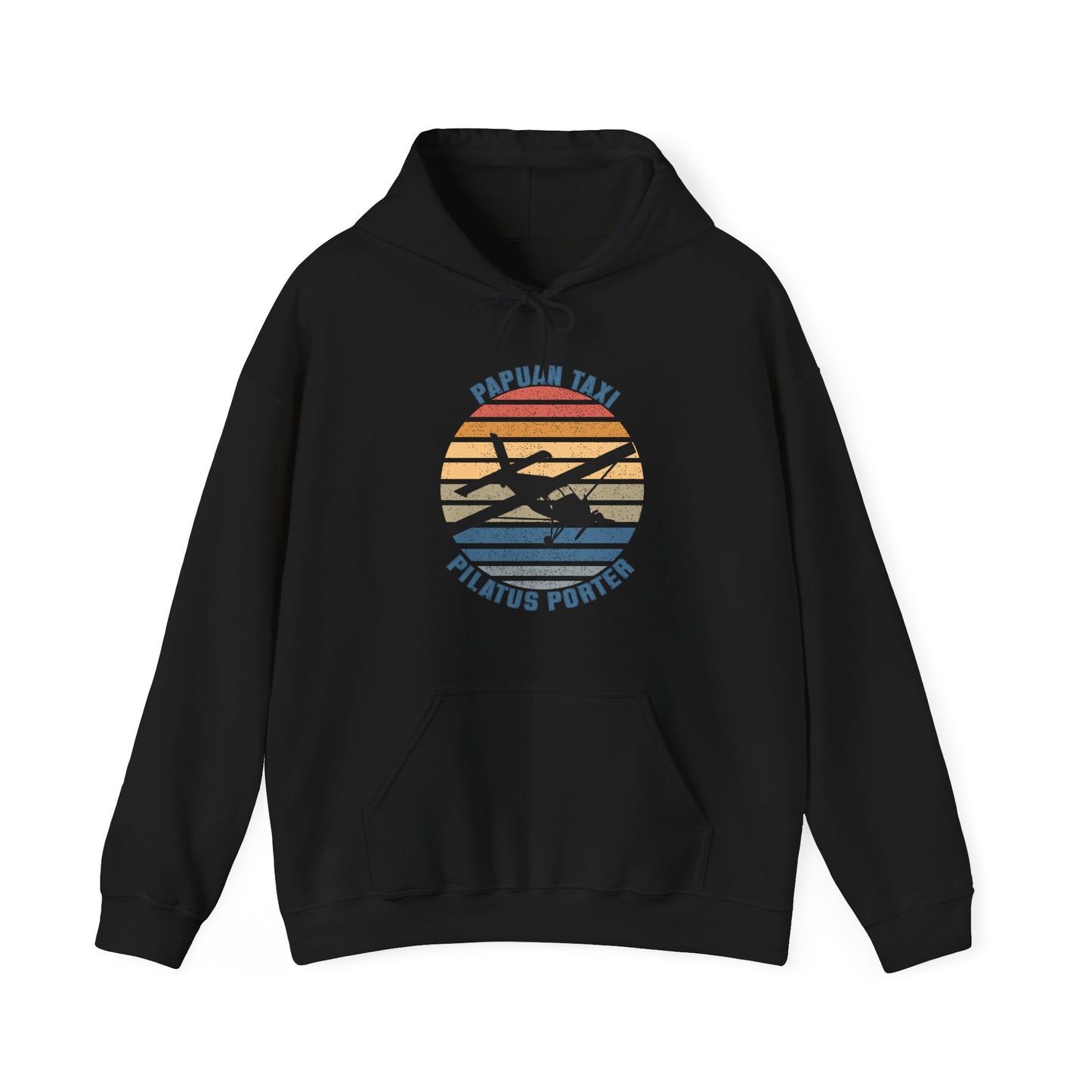 "Golden Sky" Papuan Taxi I Unisex Heavy Blend™ Hooded Sweatshirt I Retro Sun Design I Multiple Colors & Sizes Available