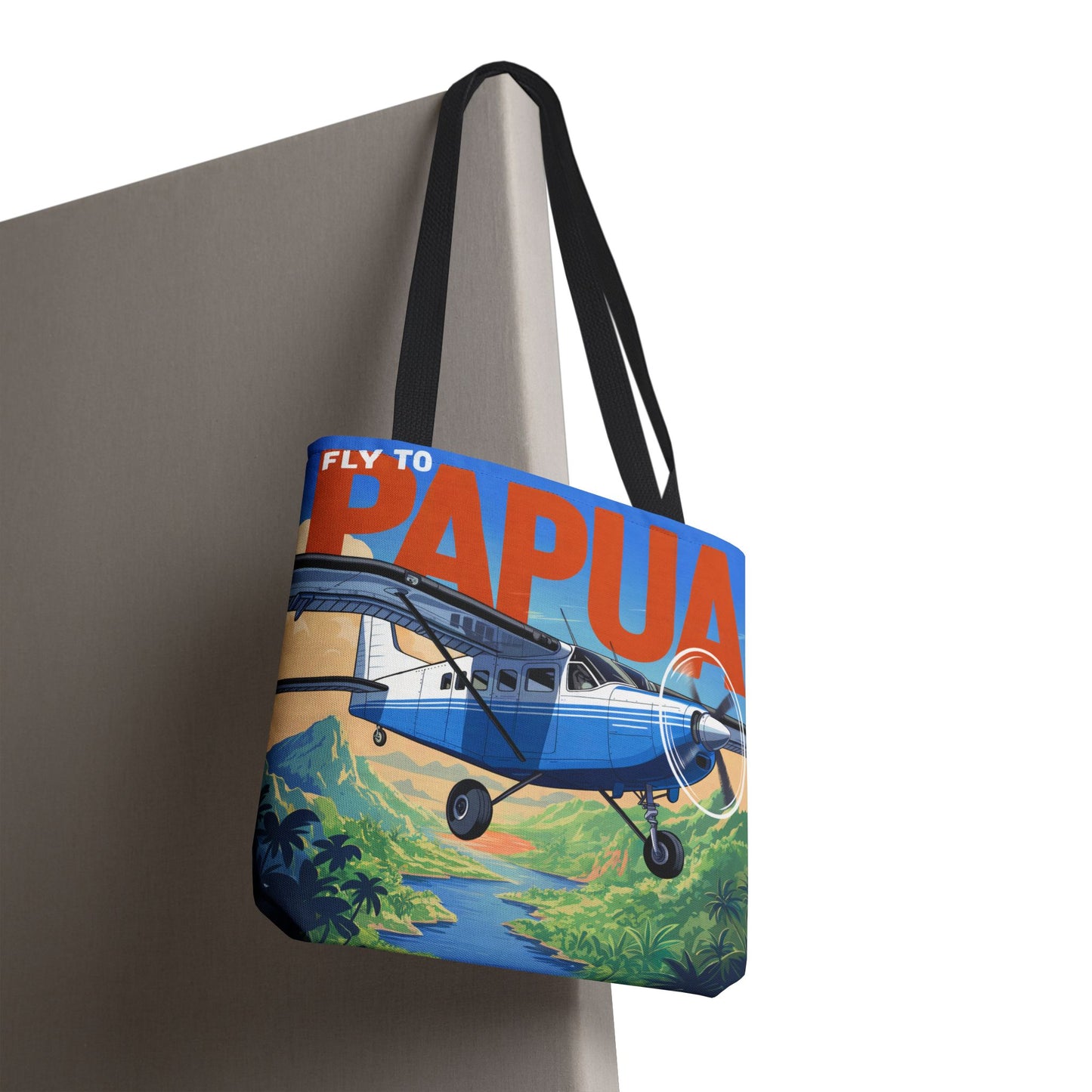 Fly to Papua Tote Bag – Adventure in the Tropics, Available in Multiple Sizes & Colors