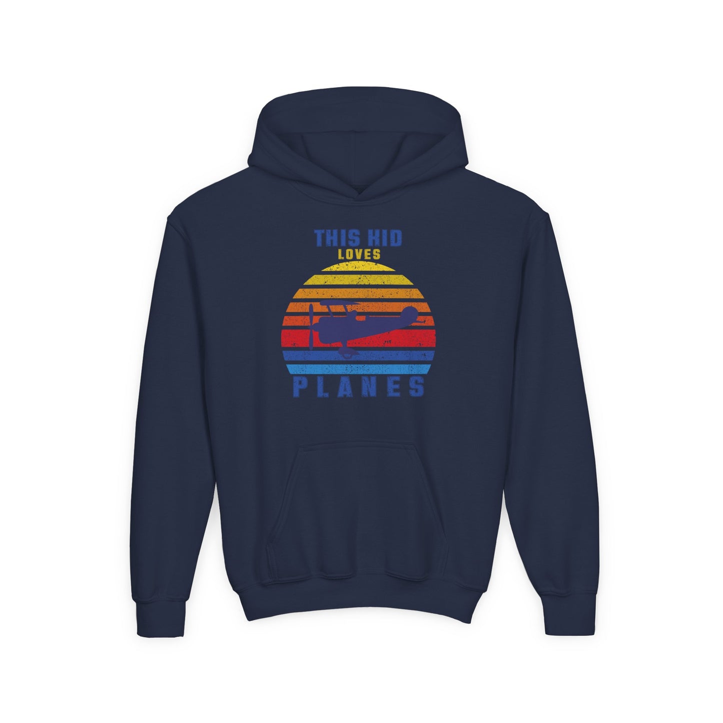 Youth Hooded Sweatshirt - This Kid Loves Planes - Vintage Airplane Design