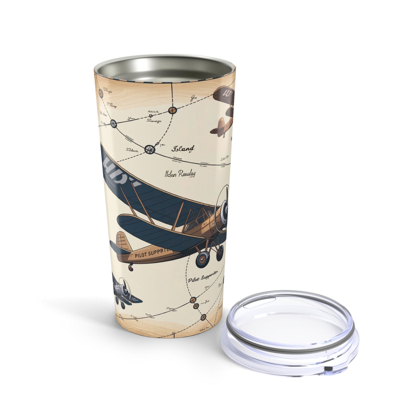 Vintage Flight Tumbler – Historical Aircraft & Map Design