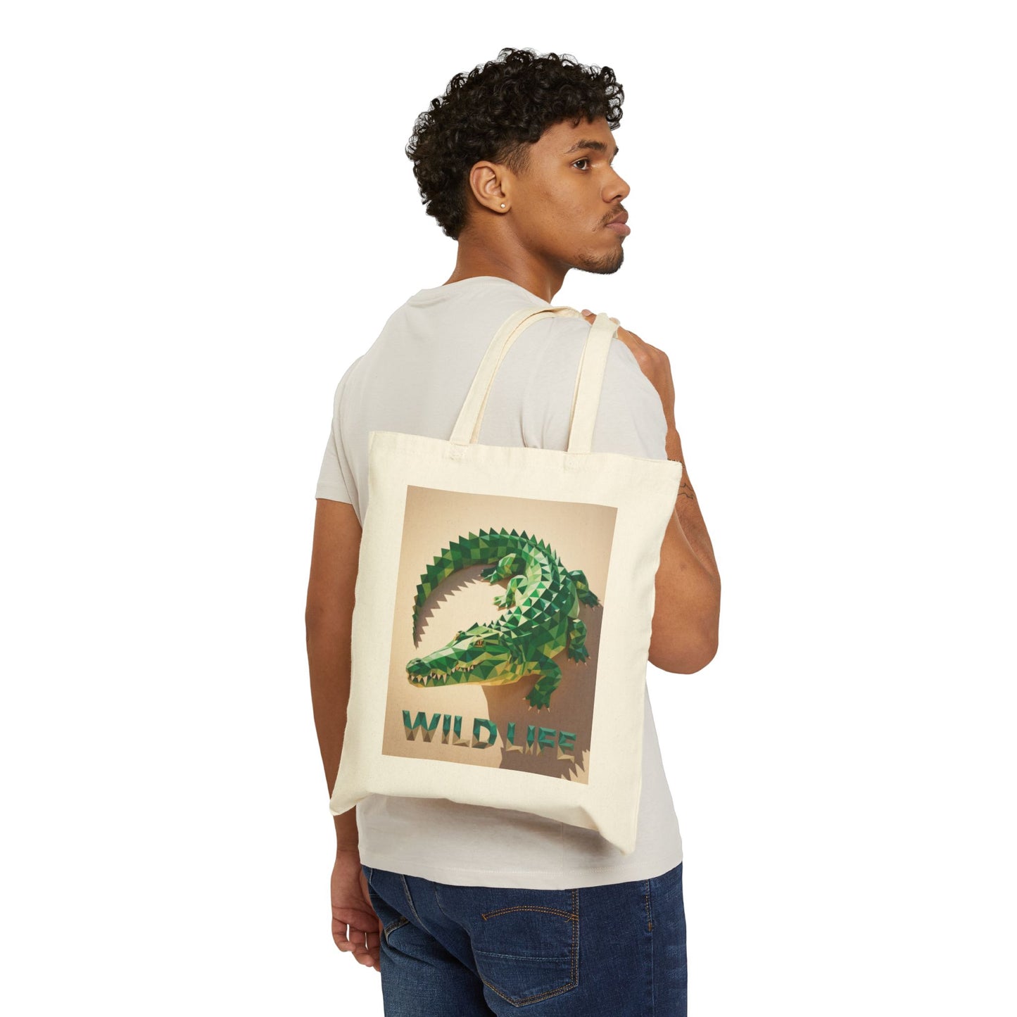 Wild Life Tote – Geometric Crocodile Artwork
