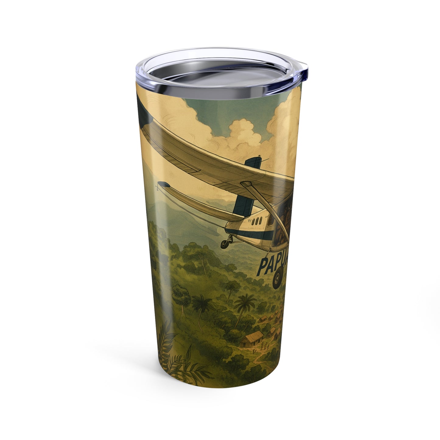 Papuan TaxiTumbler 20oz | Adventure Travel Mug, Pilot Gift, Unique Coffee Cup, Outdoor Explorer, Aviation Lover's Tumbler