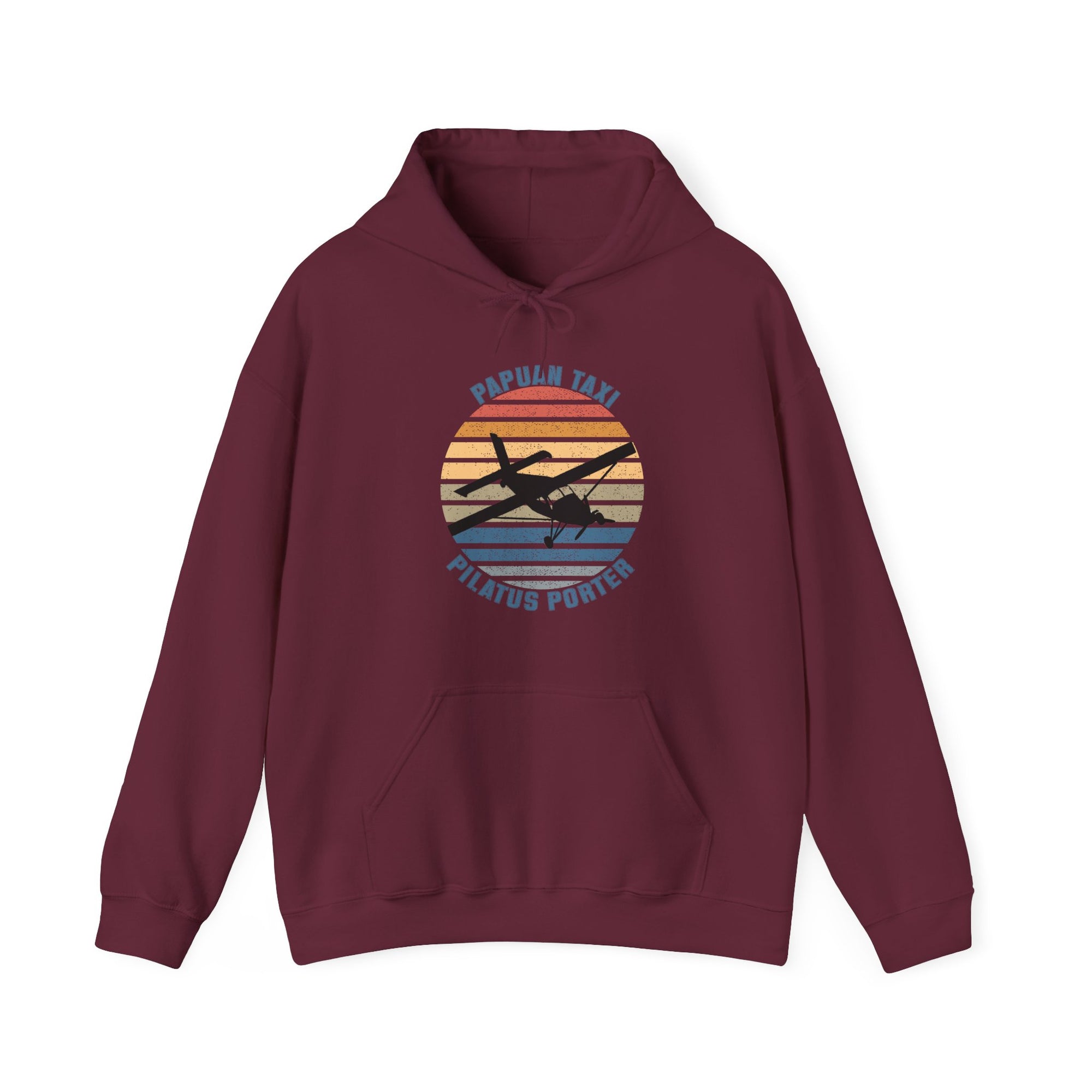 "Golden Sky" Papuan Taxi I Unisex Heavy Blend™ Hooded Sweatshirt I Retro Sun Design I Multiple Colors & Sizes Available