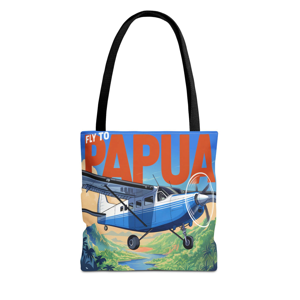 Fly to Papua Tote Bag – Adventure in the Tropics, Available in Multiple Sizes & Colors
