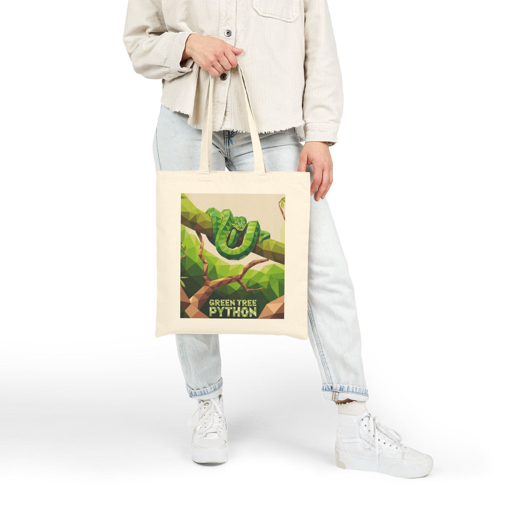 Green Tree Python Canvas Tote – Vibrant Wildlife Art