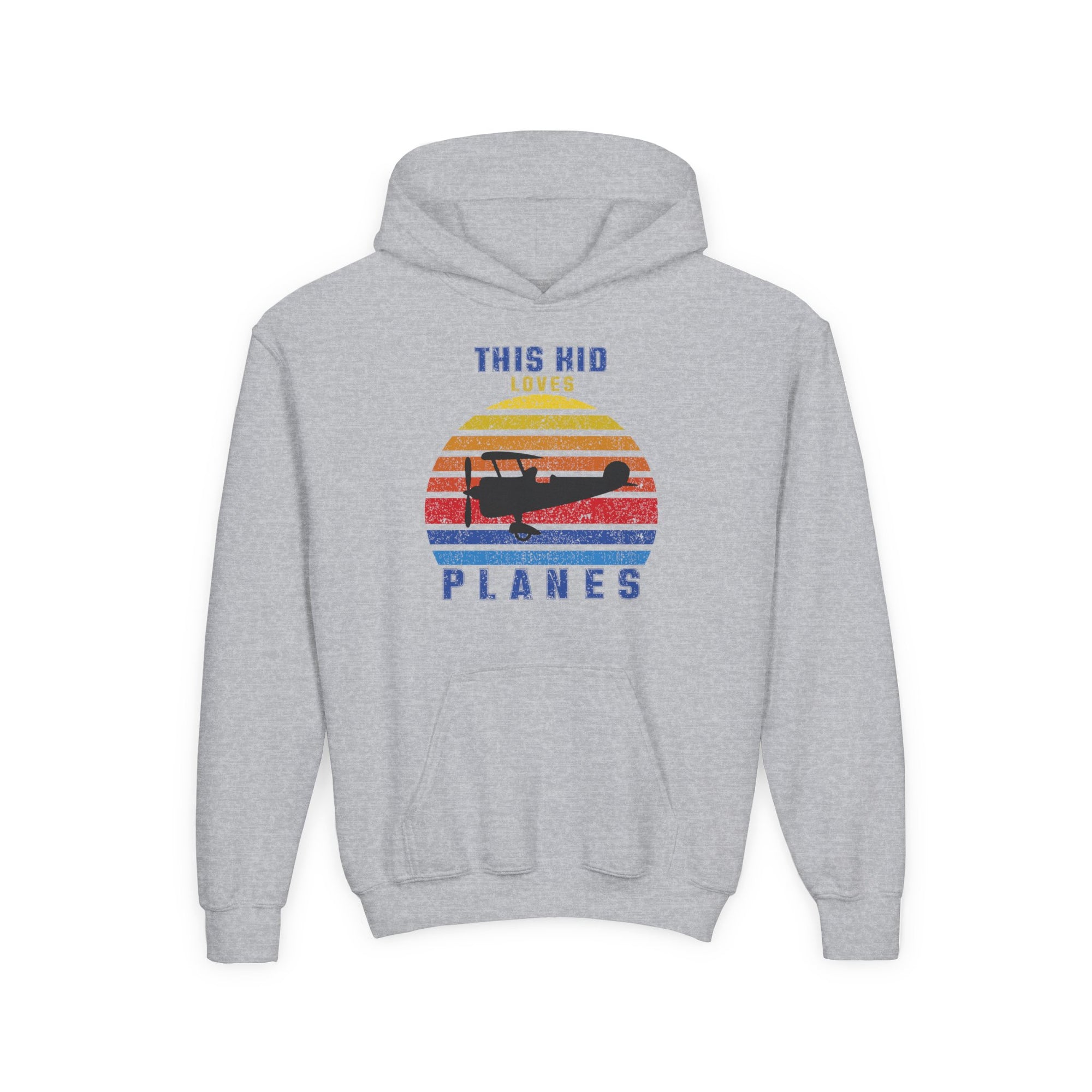 Youth Hooded Sweatshirt - This Kid Loves Planes - Vintage Airplane Design