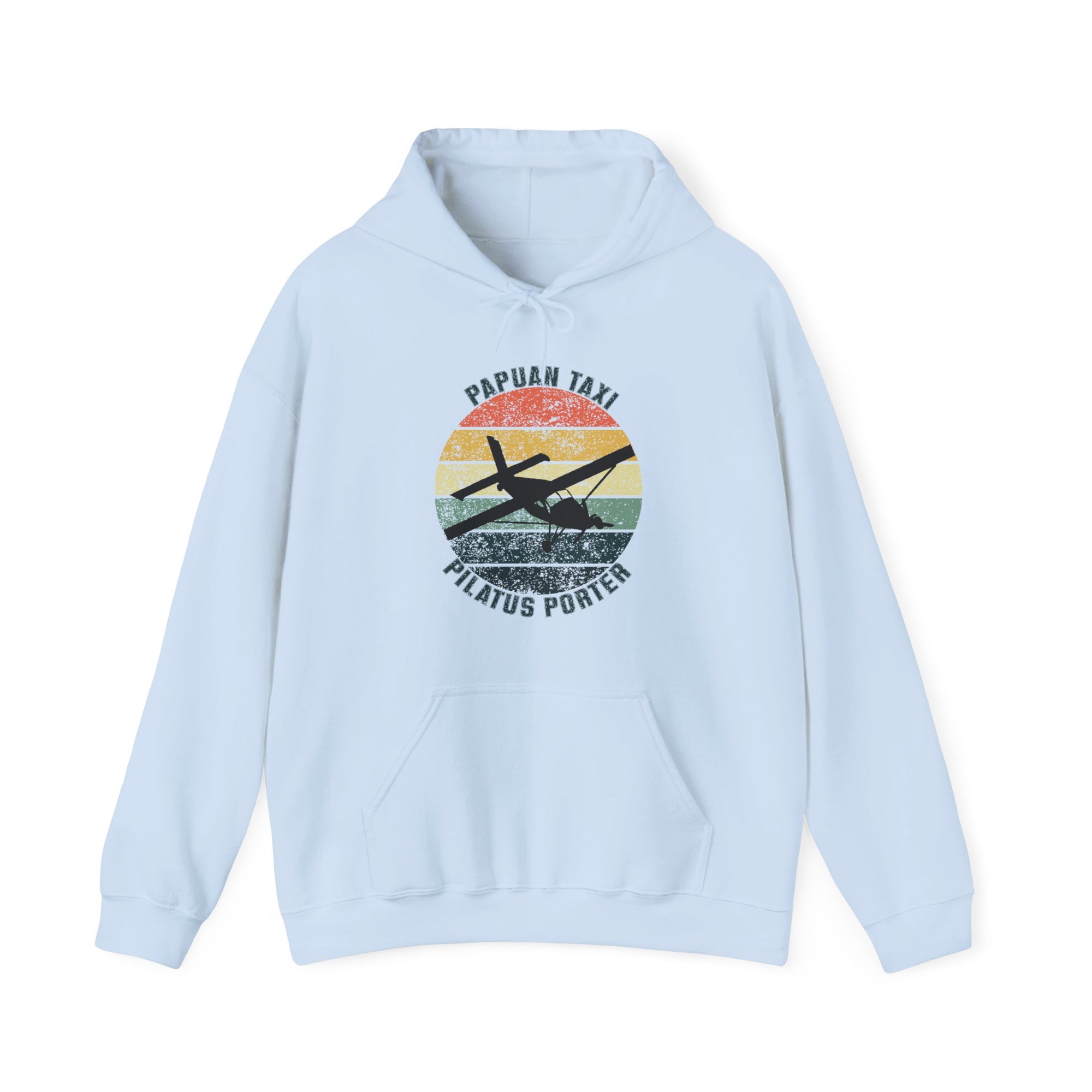 (UK) "Jungle Horizon" Papuan Taxi I Unisex Heavy Blend™ Hooded Sweatshirt I Retro Sun Design I Multiple Colors & Sizes Available