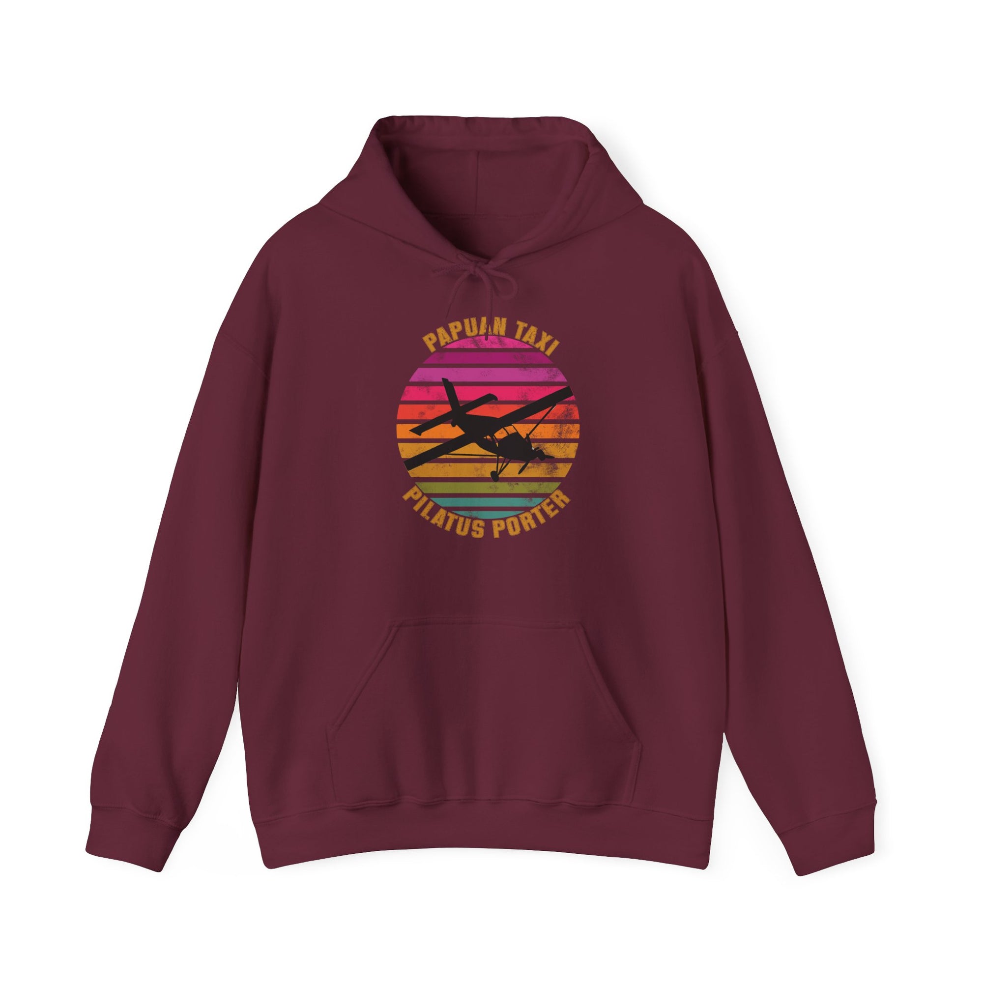 (AU & NZ) "Tropical Horizon" Papuan Taxi I Unisex Heavy Blend™ Hooded Sweatshirt I Retro Sun Design I Multiple Colors & Sizes Available