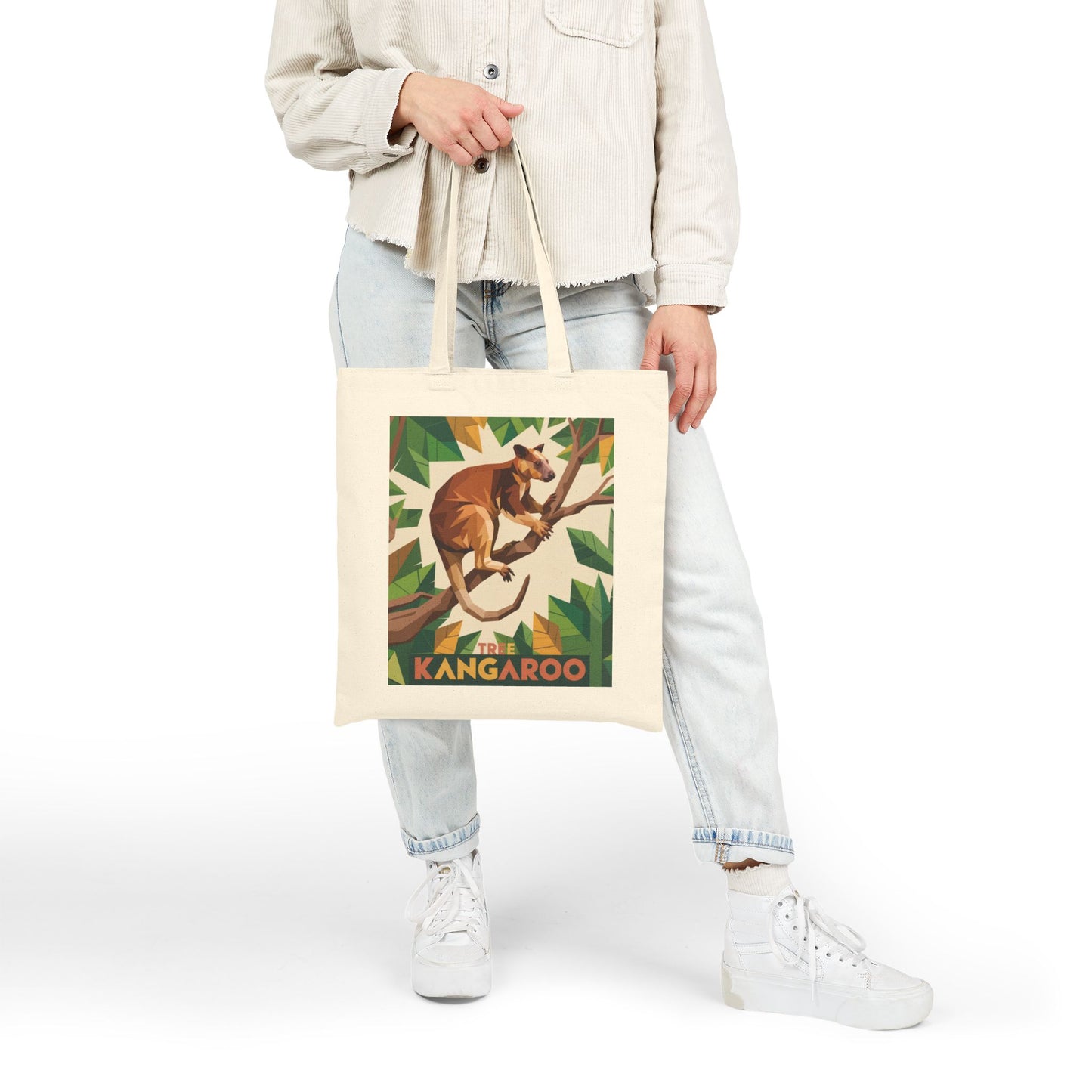 Tree Kangaroo Canvas Tote – Geometric Jungle Style