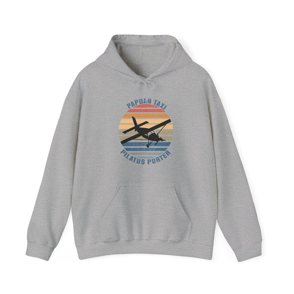 "Golden Sky" Papuan Taxi I Unisex Heavy Blend™ Hooded Sweatshirt I Retro Sun Design I Multiple Colors & Sizes Available
