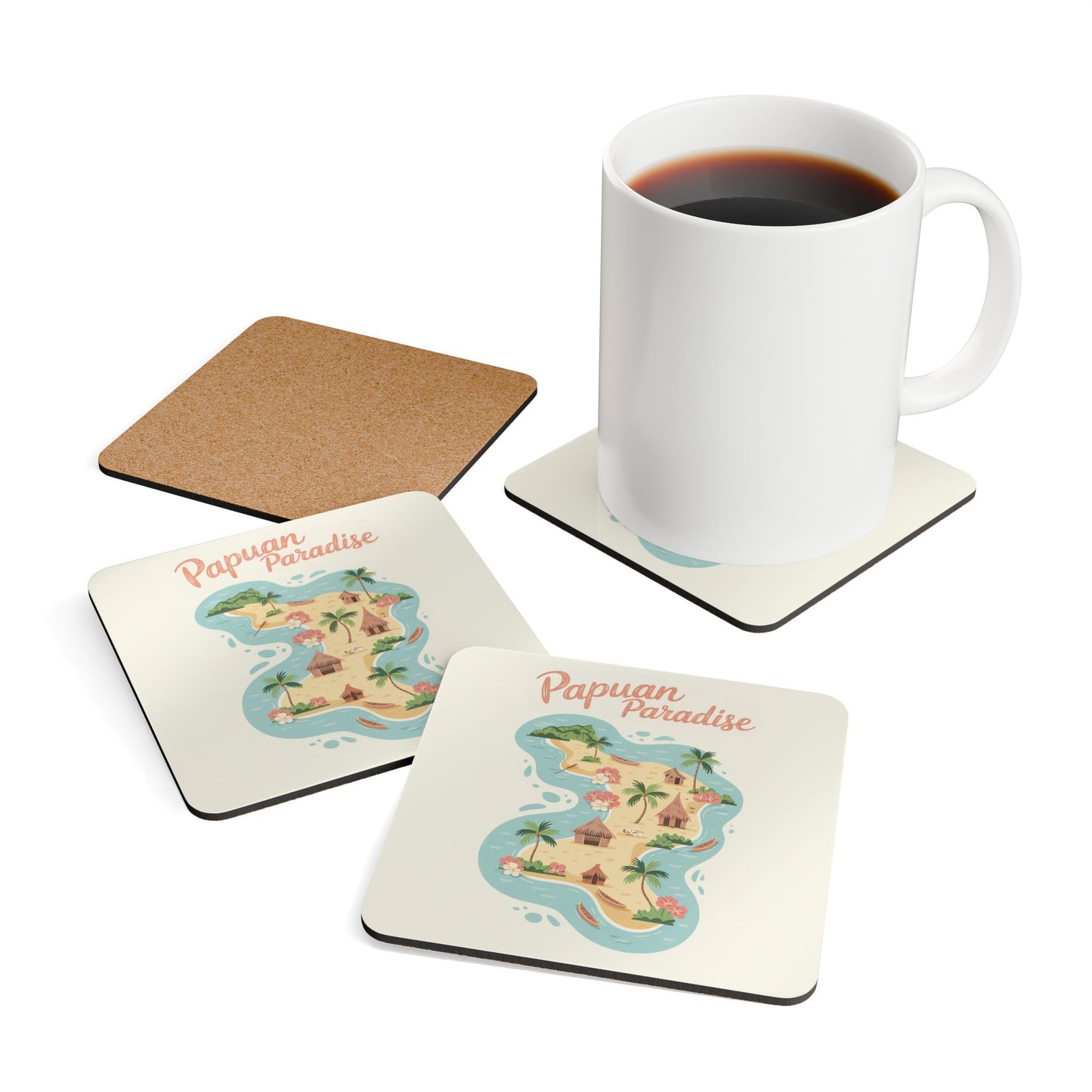 Papuan Paradise – 4-Pack Drink Coasters | Durable MDF with Aircraft Graphic