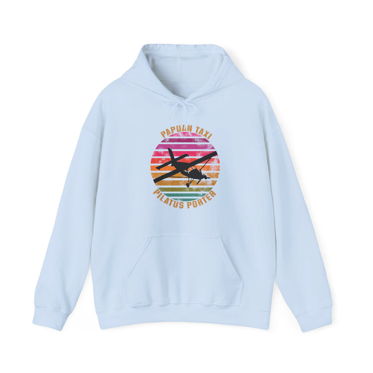 "Tropical Horizon" Papuan Taxi I Unisex Heavy Blend™ Hooded Sweatshirt I Retro Sun Design I Multiple Colors & Sizes Available