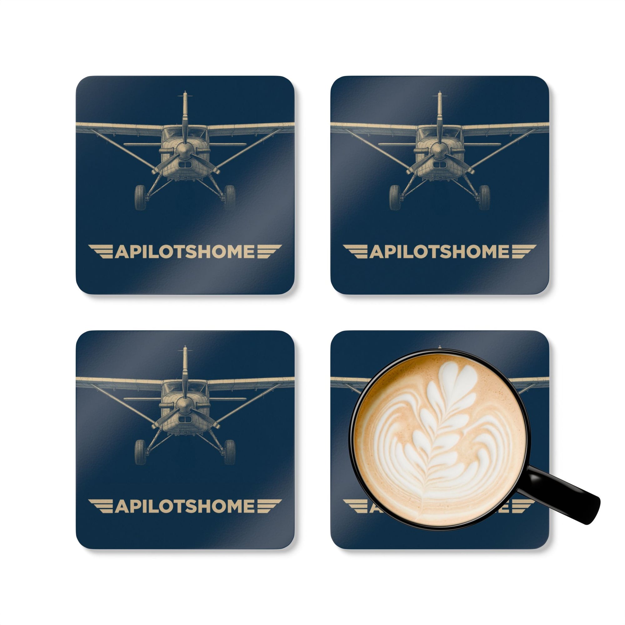 A Pilot’s Home – 4-Pack Drink Coasters | Durable MDF with Aircraft Graphic