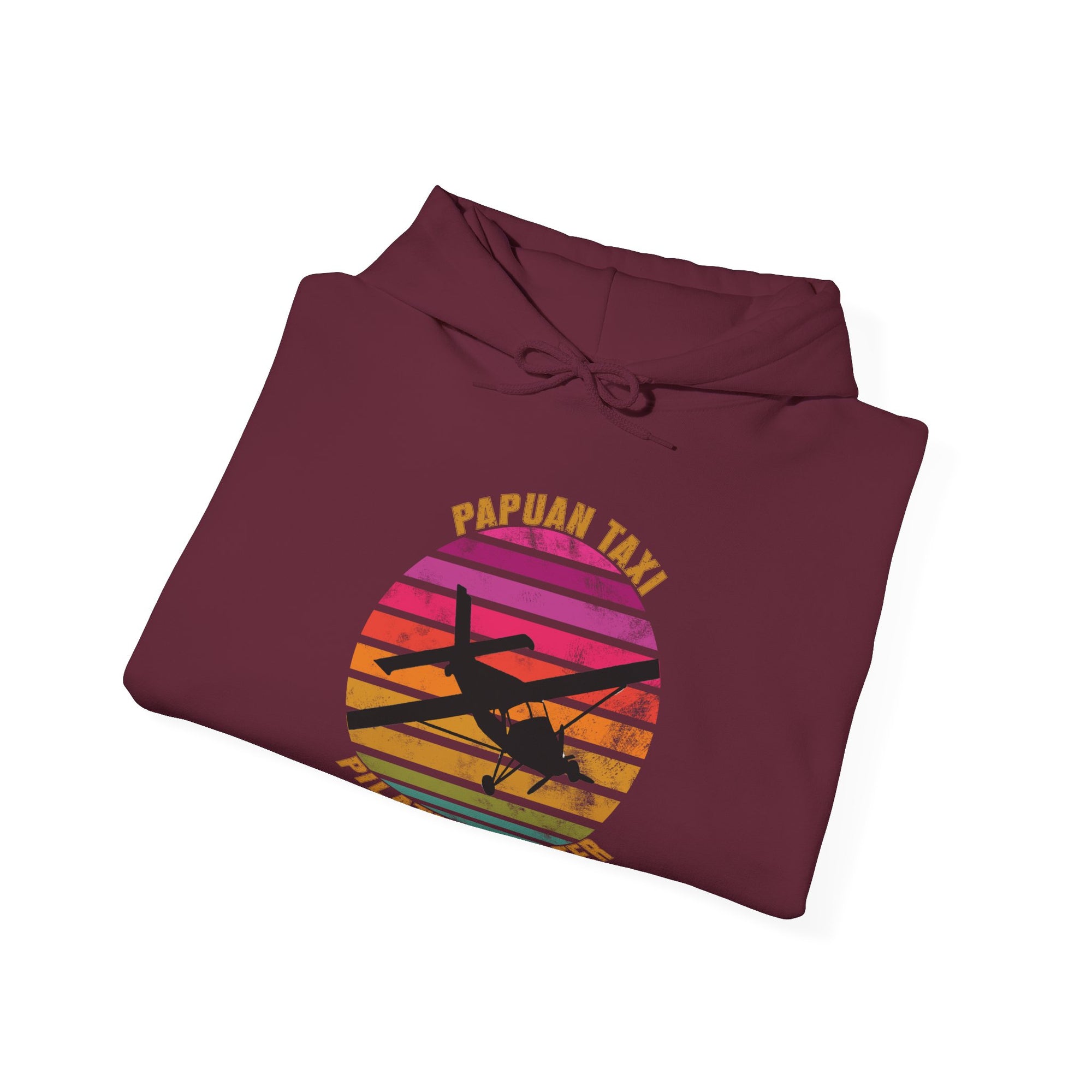 (CANADA) "Tropical Horizon" Papuan Taxi I Unisex Heavy Blend™ Hooded Sweatshirt I Retro Sun Design I Multiple Colors & Sizes Available