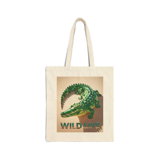 Wild Life Tote – Geometric Crocodile Artwork