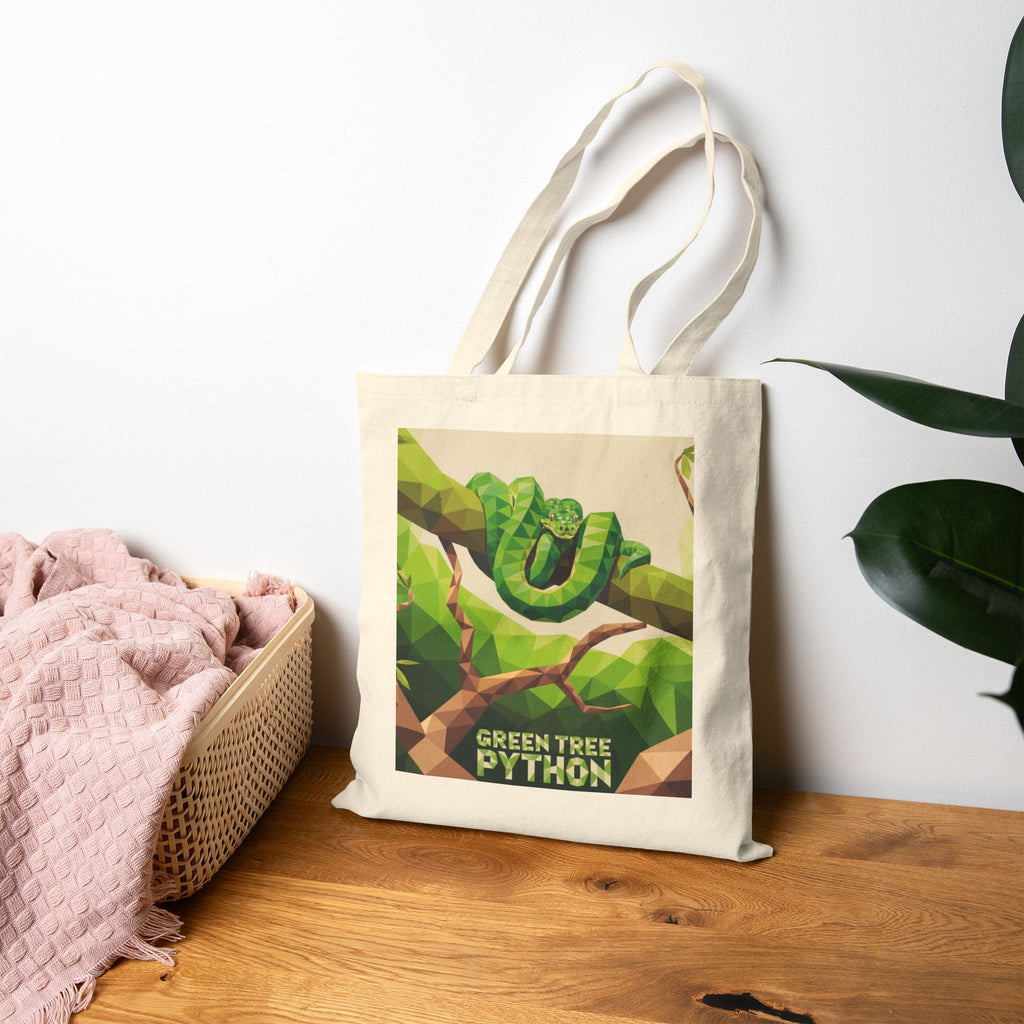 Green Tree Python Canvas Tote – Vibrant Wildlife Art