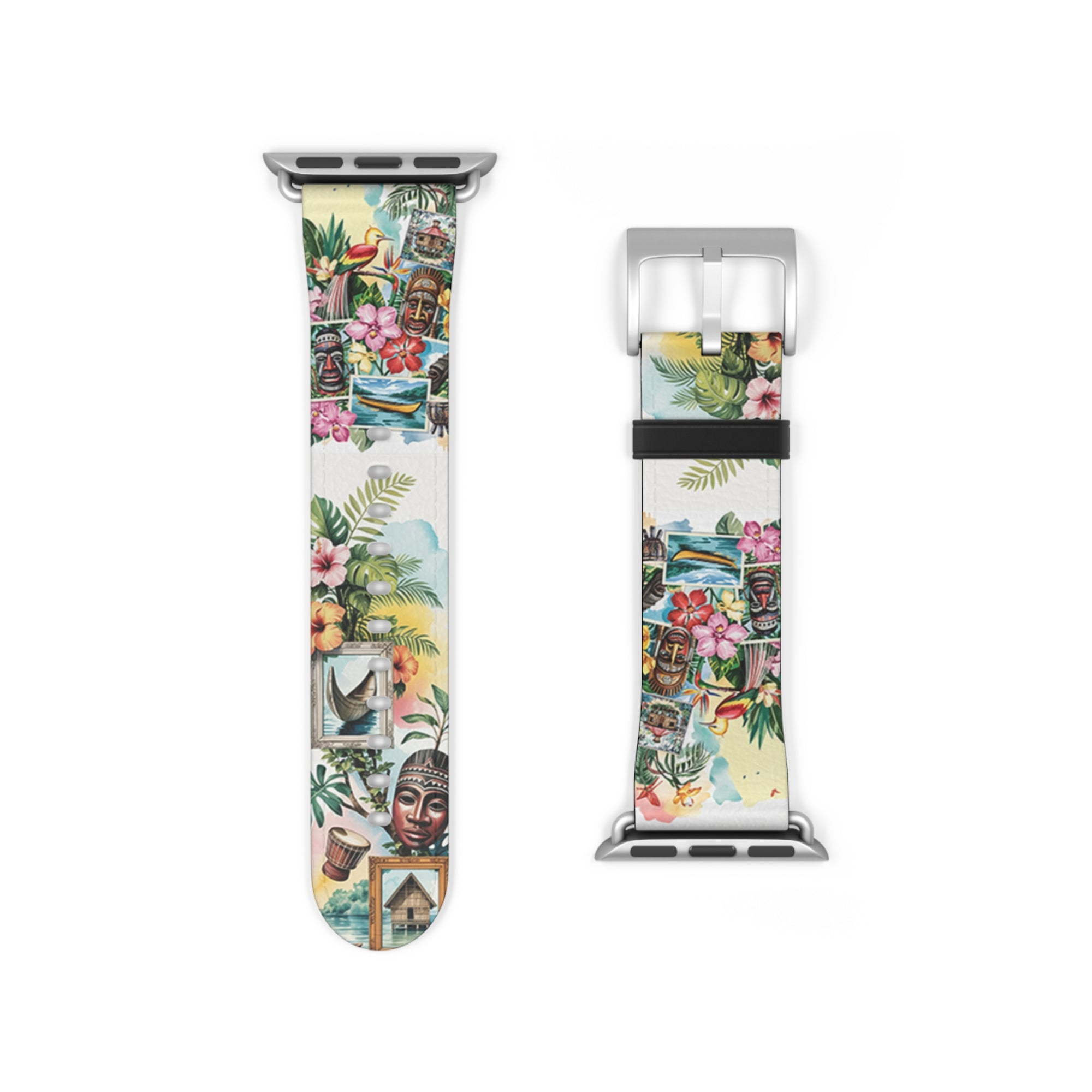 Tropical Paradise Papuan Culture Watch Band - Colorful Floral Design for Summer Adventures