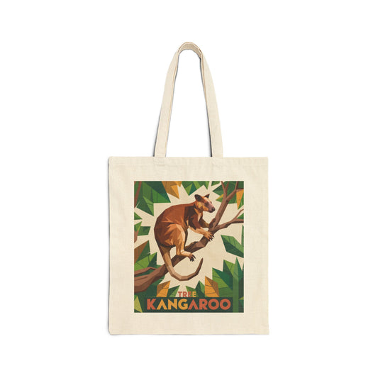 Tree Kangaroo Canvas Tote – Geometric Jungle Style