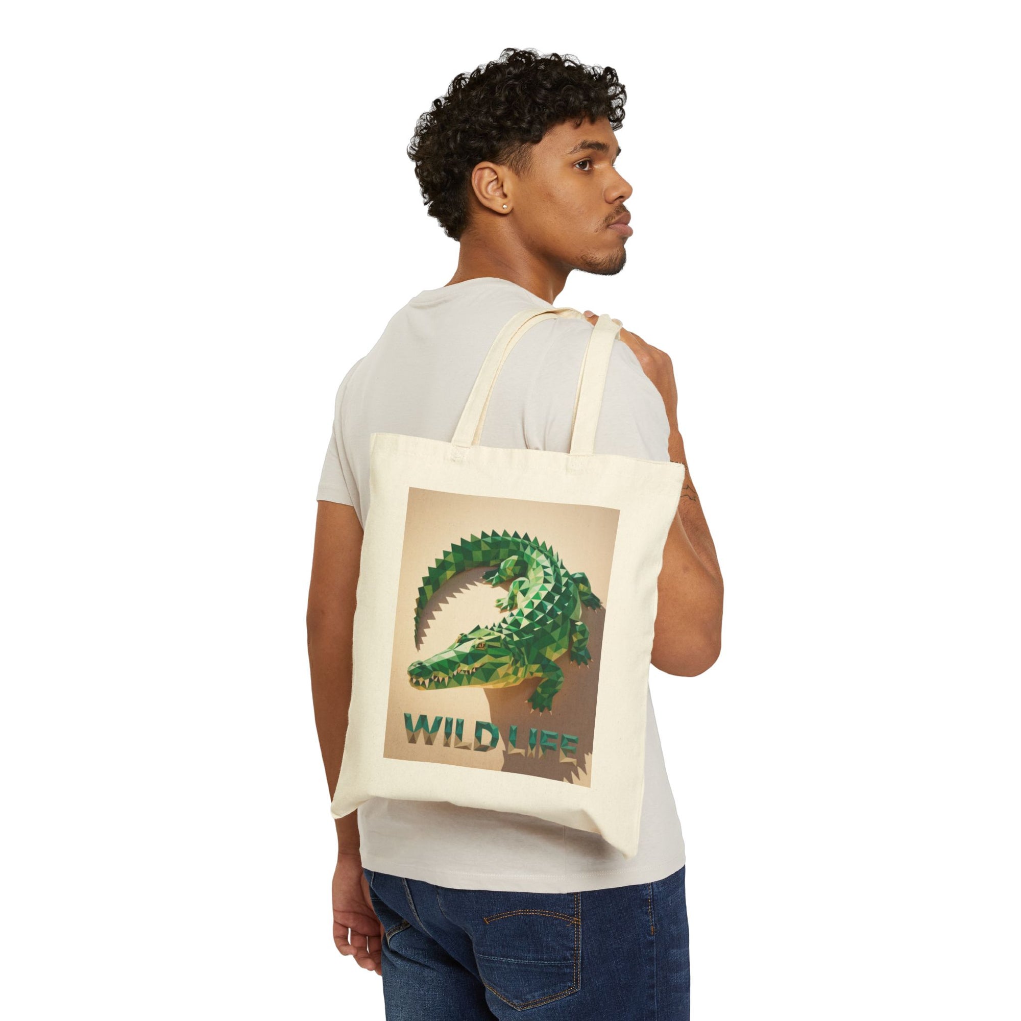 Wild Life Tote – Geometric Crocodile Artwork