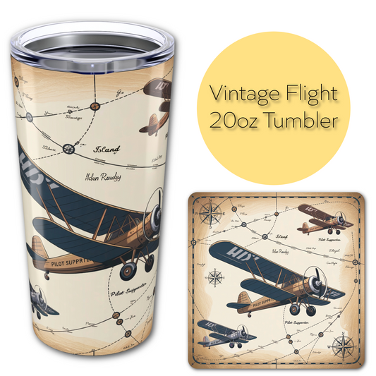 Vintage Flight Tumbler – Historical Aircraft & Map Design